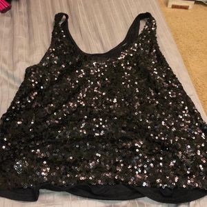 Black Sequin Flowy Tanktop